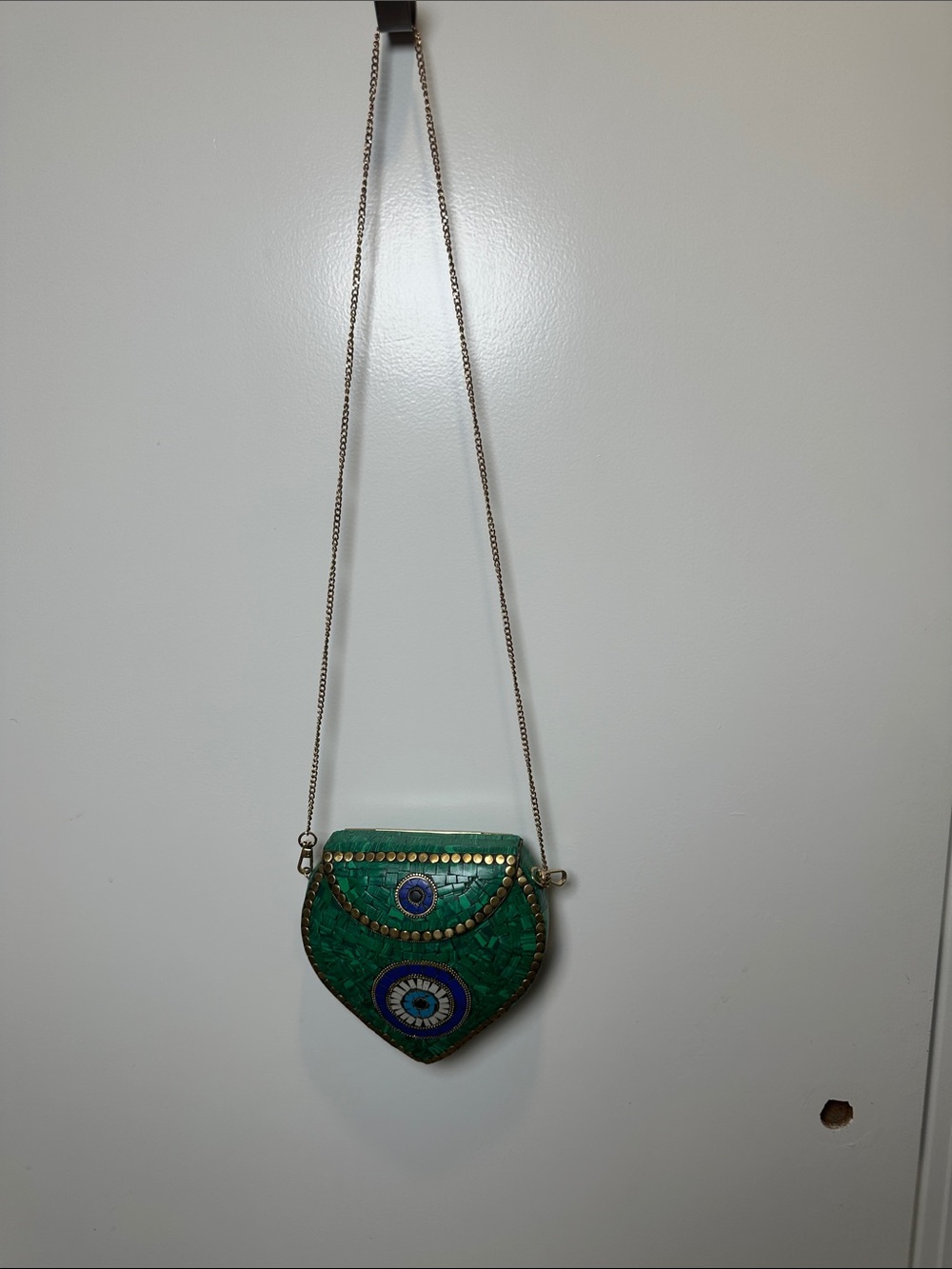 Green Mosaic Crossbody Bag with Gold Accents (20)
